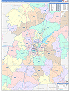 Jackson Metro Area Wall Map Color Cast Style
