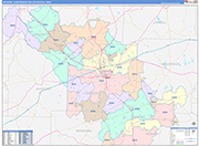 Jackson Metro Area Wall Map Color Cast Style