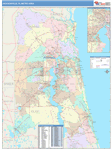 Jacksonville Metro Area Wall Map Color Cast Style