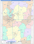 Joplin Metro Area Wall Map Color Cast Style
