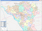 Lancaster Metro Area Wall Map Color Cast Style