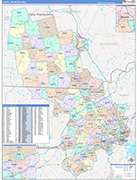 Lowell Metro Area Wall Map Color Cast Style