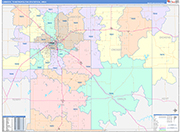 Lubbock Metro Area Wall Map Color Cast Style