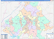 Lynchburg Metro Area Wall Map Color Cast Style