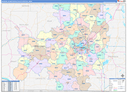 Madison Metro Area Wall Map Color Cast Style