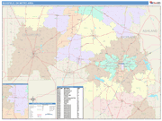 Mansfield Metro Area Wall Map Color Cast Style