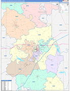 Mansfield Metro Area Wall Map Color Cast Style
