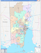 Mobile Metro Area Wall Map Color Cast Style