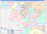 Morgantown Metro Area Wall Map Color Cast Style
