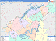 Morristown Metro Area Wall Map Color Cast Style