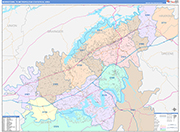 Morristown Metro Area Wall Map Color Cast Style