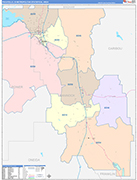 Pocatello Metro Area Wall Map Color Cast Style