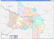 Texarkana Metro Area Wall Map Color Cast Style