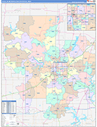 Tulsa Metro Area Wall Map Color Cast Style
