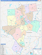 Waterbury-Shelton Metro Area Wall Map Color Cast Style