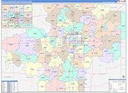 Wichita Metro Area Wall Map Color Cast Style