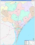 Wilmington Metro Area Wall Map Color Cast Style