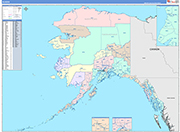 Alaska  Wall Map Color Cast Style