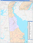 Delaware  Map Color Cast Style