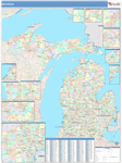 Michigan  Map Color Cast Style
