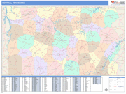 Central  Wall Map Color Cast Style