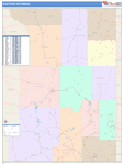 Wyoming Eastern State Sectional Map Color Cast Style
