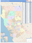 California Northern State Sectional Map Color Cast Style