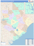 South Carolina North Eastern State Sectional Map Color Cast Style