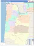 Oregon North Western State Sectional Map Color Cast Style
