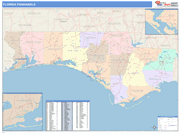 Florida Panhandle State Sectional Map Color Cast Style