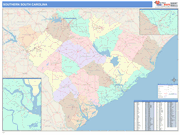 South Carolina Southern State Sectional Map Color Cast Style