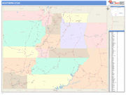Utah Southern State Sectional Map Color Cast Style