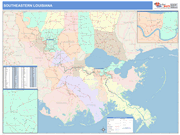 Louisiana South Eastern State Sectional Map Color Cast Style