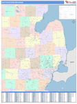 Michigan South Eastern State Sectional Map Color Cast Style