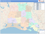 Louisiana South Western State Sectional Map Color Cast Style