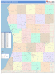 Michigan South Western State Sectional Map Color Cast Style