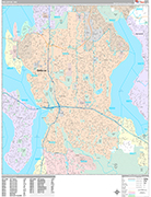 Bellevue Wall Map Premium Style