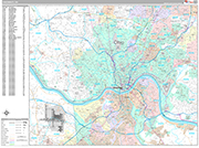 Cincinnati  Wall Map Premium Style