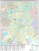 Dallas  Wall Map Premium Style