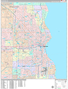 Milwaukee  Wall Map Premium Style