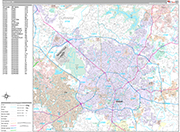 Raleigh  Wall Map Premium Style