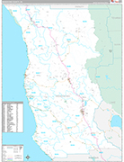 Mendocino Wall Map Premium Style