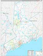 Bridgeport-Stamford-Danbury Wall Map Premium Style