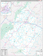 Charlottesville Metro Area Wall Map Premium Style