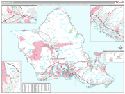 Honolulu Wall Map Premium Style