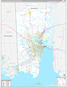 Mobile Metro Area Wall Map Premium Style