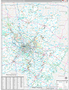 Pittsburgh Metro Area Wall Map Premium Style