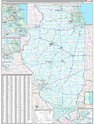 Illinois  Wall Map Premium Style