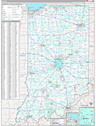 Indiana Wall Map Premium Style