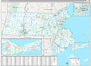 Massachusetts Wall Map Premium Style
